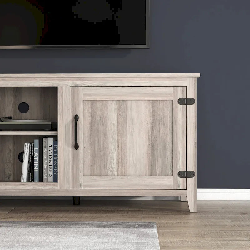 Meuble TV 70.08 avec portes et compartiments de rangement ouverts pour téléviseurs jusqu'à 60 pouces