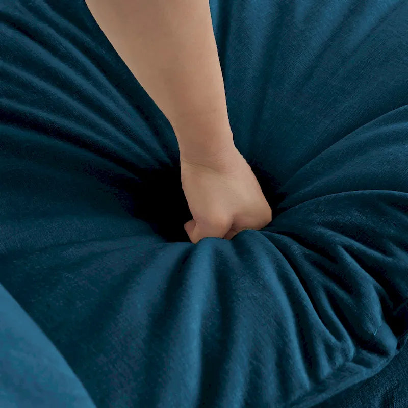 Canapé d'angle en U 6 places avec 3 poufs et coussins