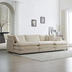 Canapé d'angle en U 6 places avec 3 poufs et coussins