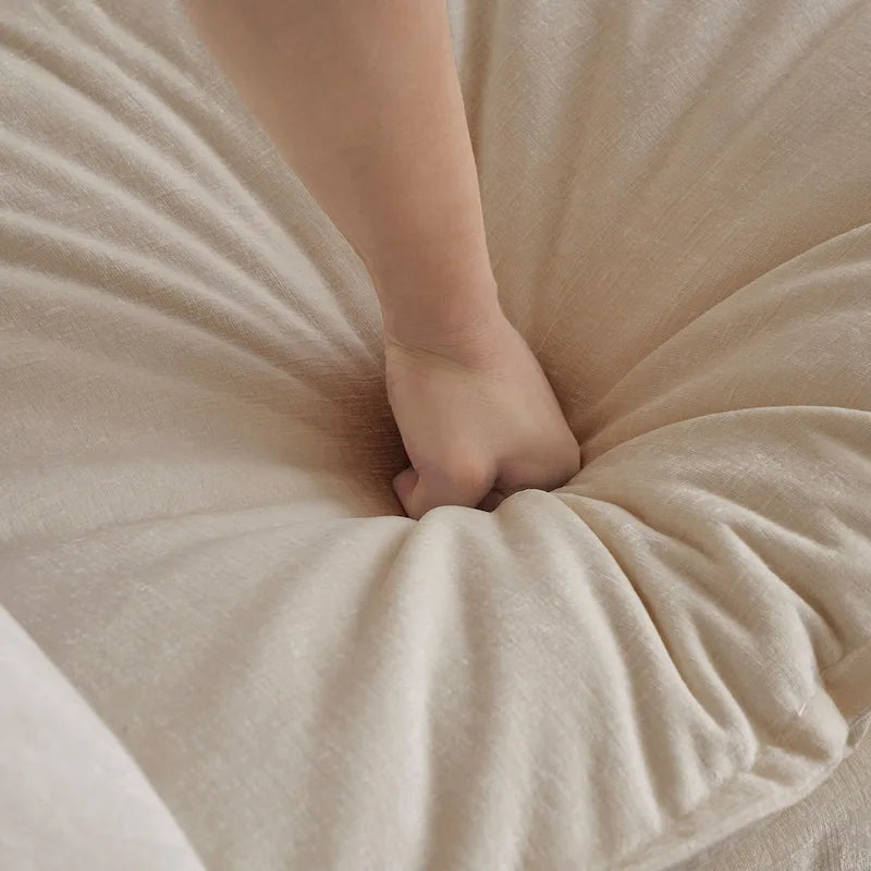 Canapé d'angle en U 6 places avec 3 poufs et coussins