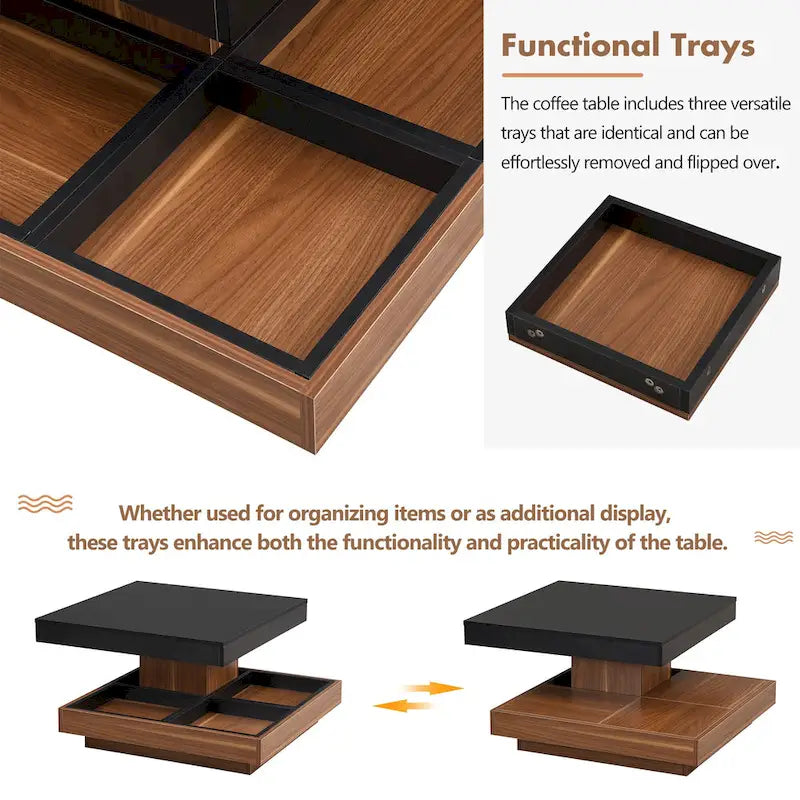 Table basse carrée pivotante moderne