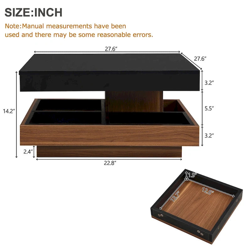 Table basse carrée pivotante moderne
