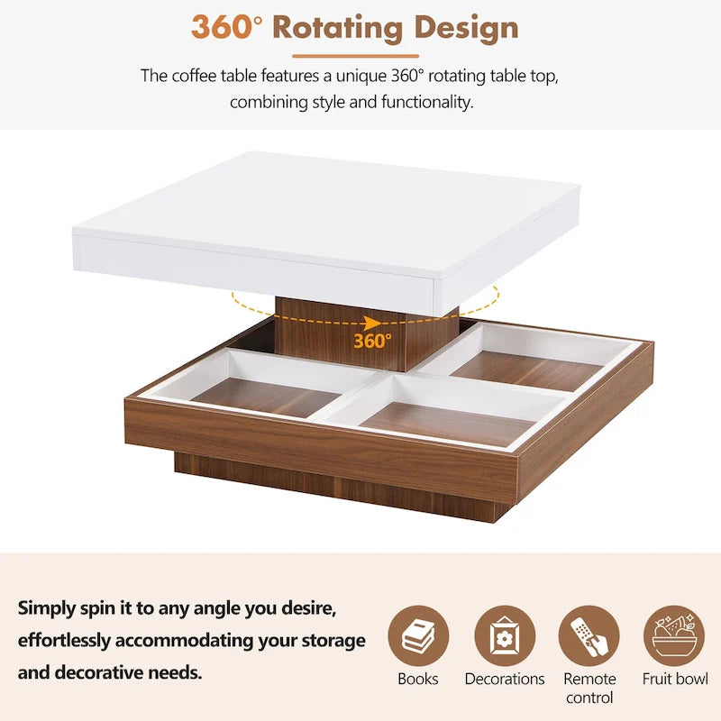 Table basse carrée pivotante moderne