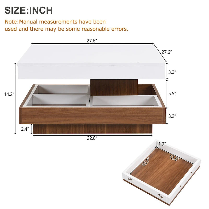 Table basse carrée pivotante moderne