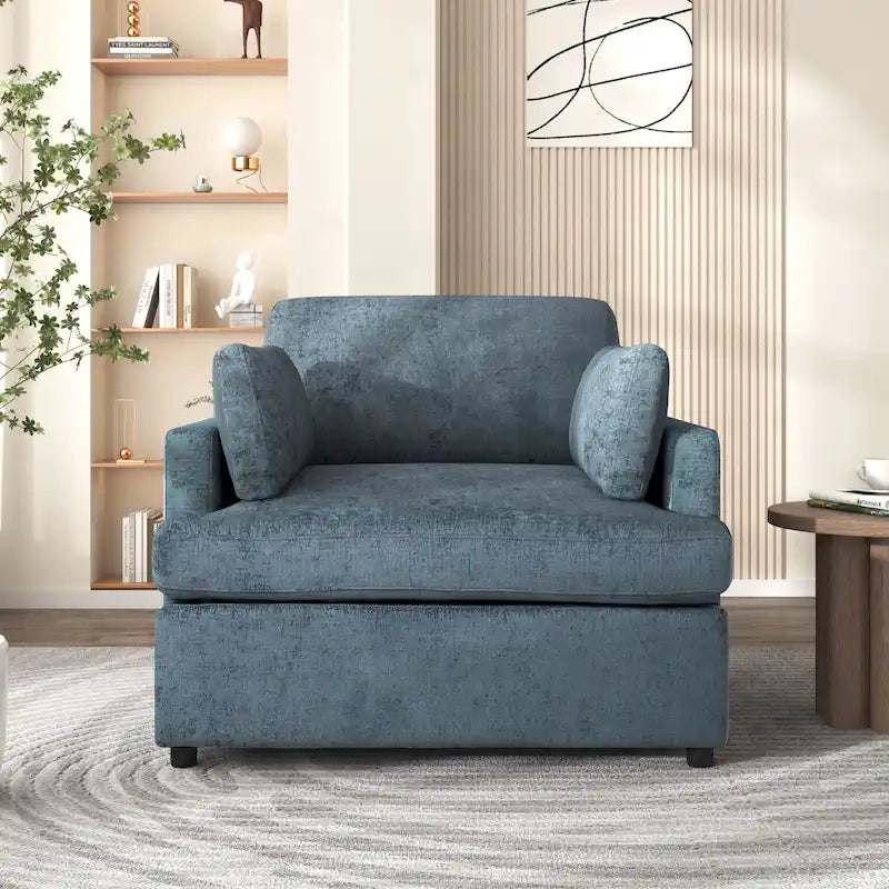 Fauteuil d'appoint 37 pouces avec pieds en plastique et coussins décoratifs