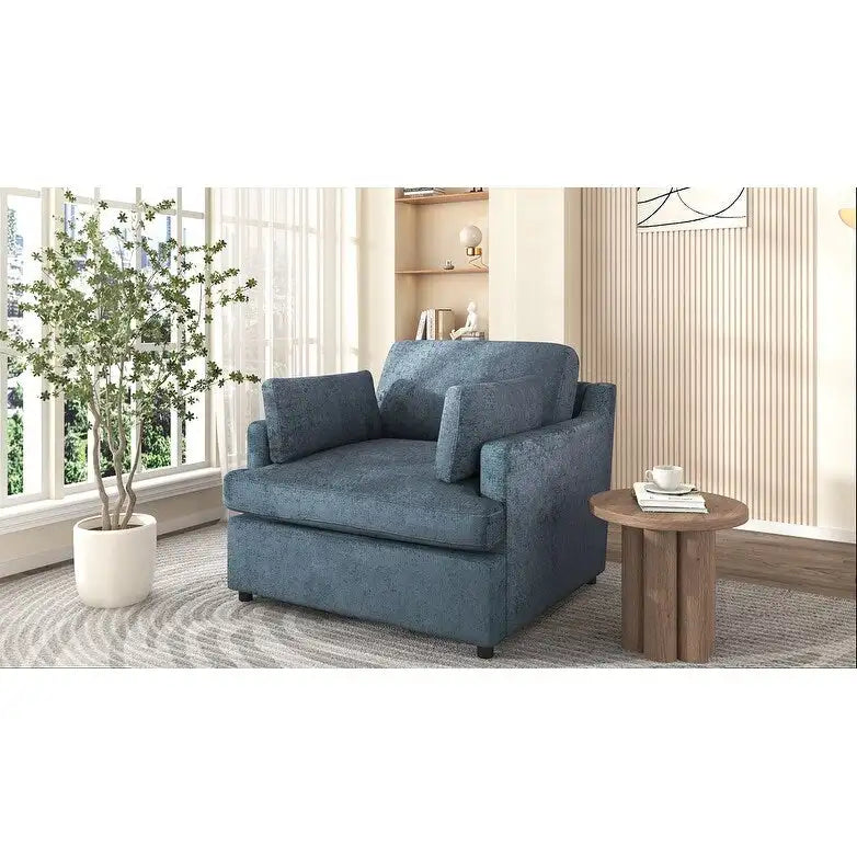 Fauteuil d'appoint 37 pouces avec pieds en plastique et coussins décoratifs