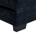 Canapé d'angle convertible 6 places en chenille bleue avec méridienne