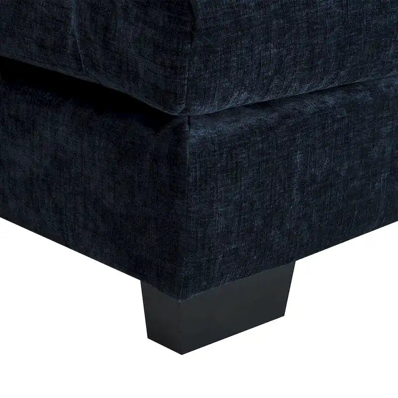 Canapé d'angle convertible 6 places en chenille bleue avec méridienne