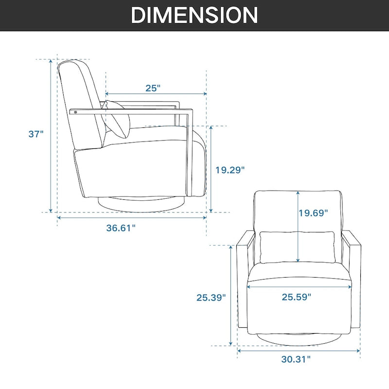 Fauteuil d'appoint pivotant à 360° en lin mélangé 30,31