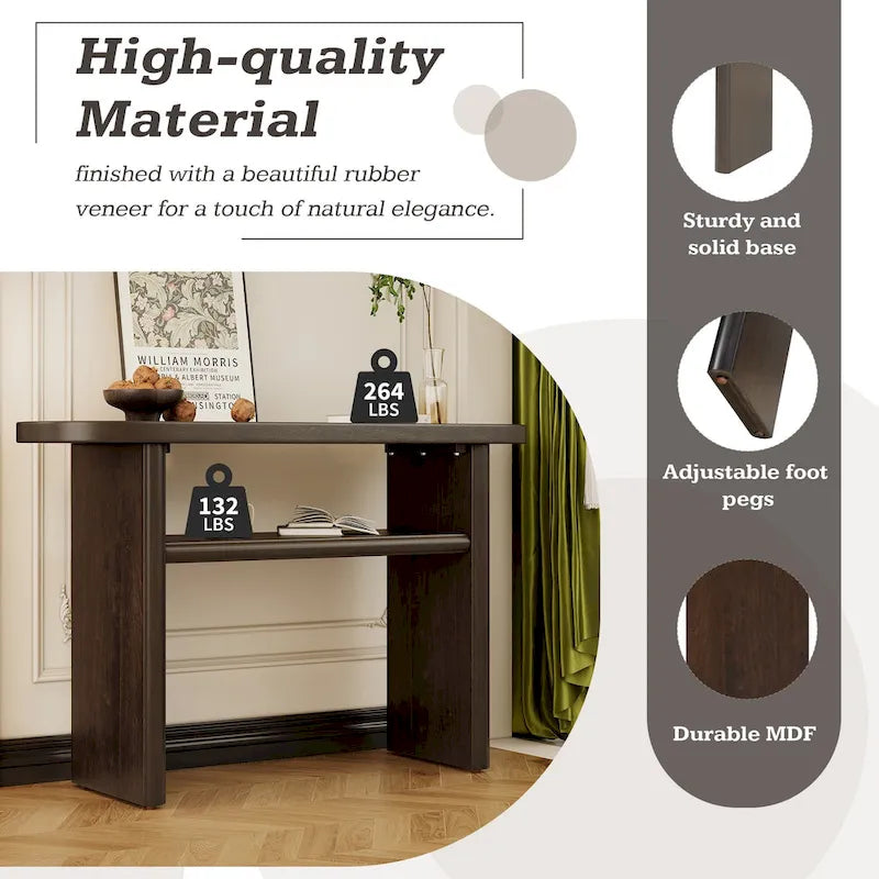 Console élégante et minimaliste aux bords arrondis et à l'étagère robuste, idéale pour une entrée ou un salon.