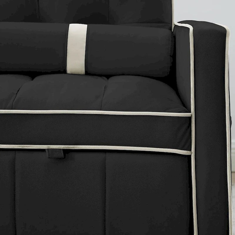 Canapé-lit gigogne multifonctionnel en velours avec dossier inclinable réglable et coussins - Non disponible