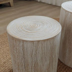 Ensemble de 3 tables basses rustiques en bois avec motifs d'anneaux de croissance d'arbres distinctifs - Parfait pour le salon