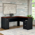 Bureau en L Fairview 60W avec tiroirs et rangements, par Bush Furniture
