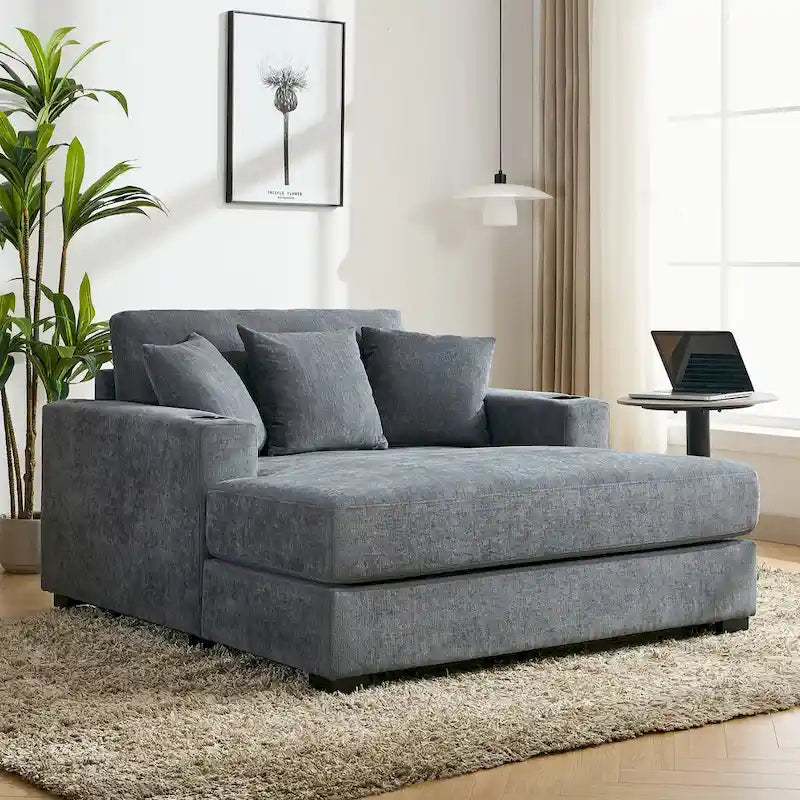 Chaise longue surdimensionnée avec coussins, disponible en trois tailles