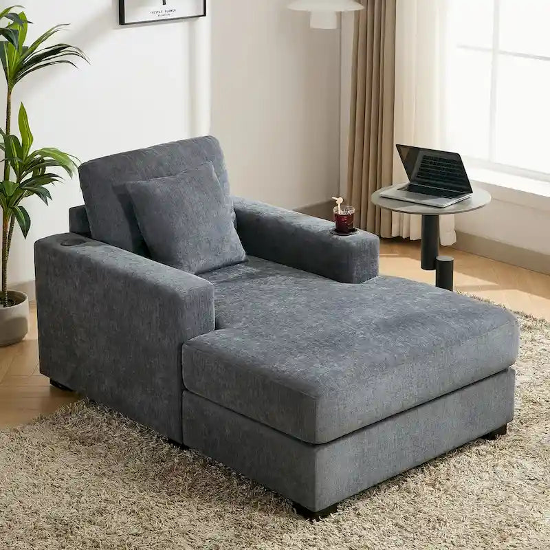 Chaise longue surdimensionnée avec coussins, disponible en trois tailles