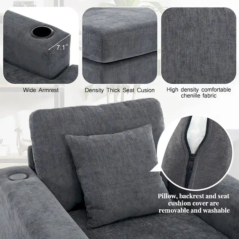 Chaise longue surdimensionnée avec coussins, disponible en trois tailles