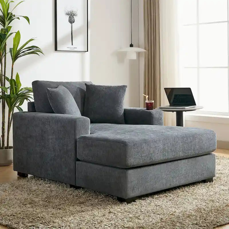 Chaise longue surdimensionnée avec coussins, disponible en trois tailles