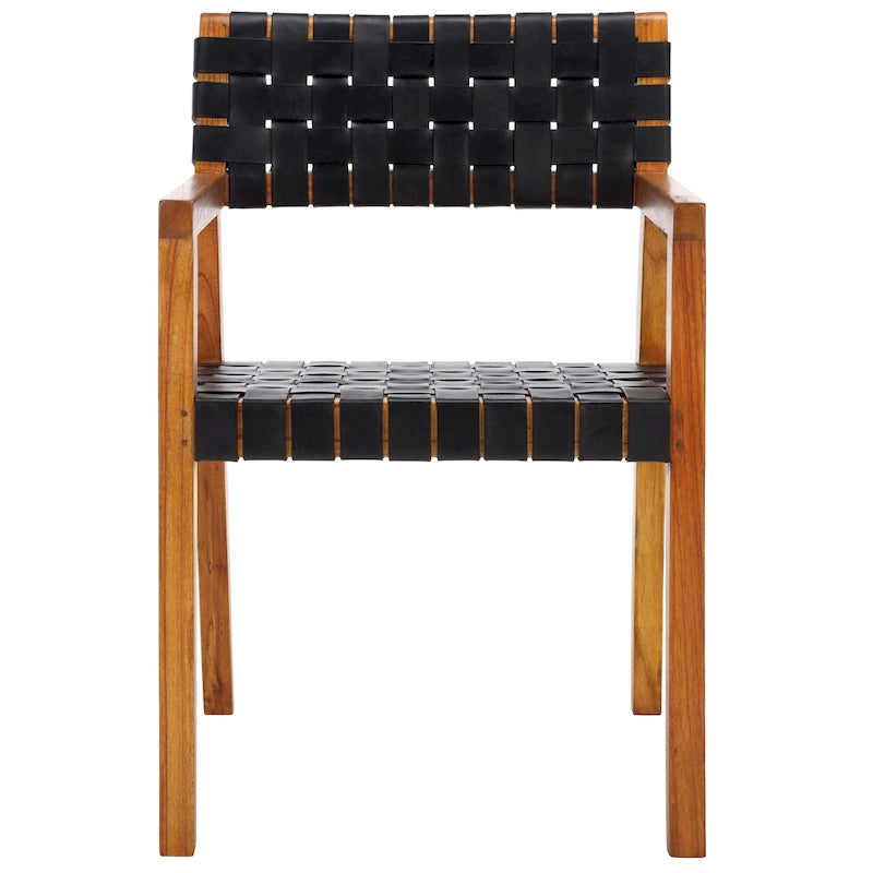 Chaise de salle à manger SAFAVIEH Gerda en cuir tressé - 56 cm (L) x 53 cm (l) x 81 cm (H) - 56 cm (L) x 53 cm (P) x 81 cm (H)