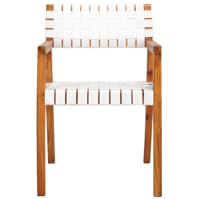 Chaise de salle à manger SAFAVIEH Gerda en cuir tressé - 56 cm (L) x 53 cm (l) x 81 cm (H) - 56 cm (L) x 53 cm (P) x 81 cm (H)