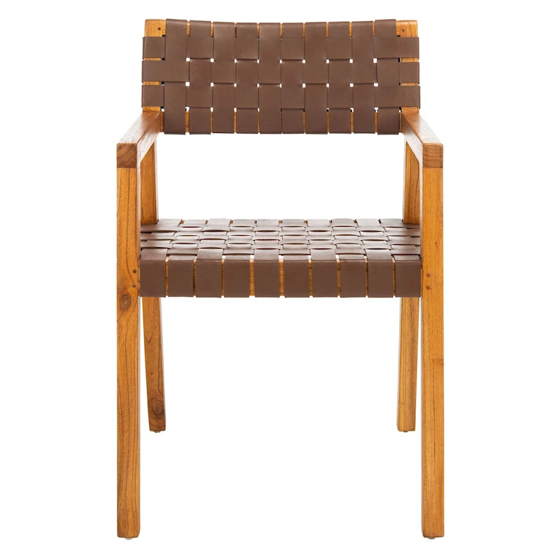 Chaise de salle à manger SAFAVIEH Gerda en cuir tressé - 56 cm (L) x 53 cm (l) x 81 cm (H) - 56 cm (L) x 53 cm (P) x 81 cm (H)