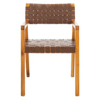 Chaise de salle à manger SAFAVIEH Gerda en cuir tressé - 56 cm (L) x 53 cm (l) x 81 cm (H) - 56 cm (L) x 53 cm (P) x 81 cm (H)