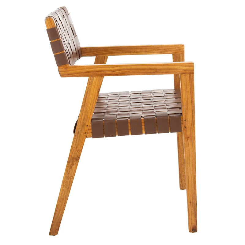 Chaise de salle à manger SAFAVIEH Gerda en cuir tressé - 56 cm (L) x 53 cm (l) x 81 cm (H) - 56 cm (L) x 53 cm (P) x 81 cm (H)