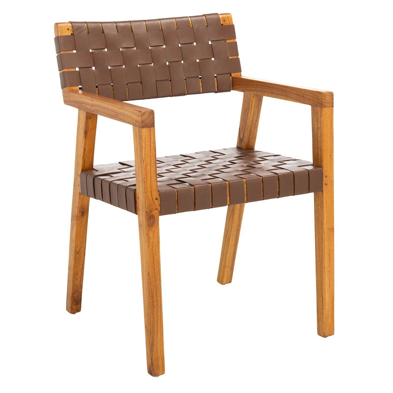Chaise de salle à manger SAFAVIEH Gerda en cuir tressé - 56 cm (L) x 53 cm (l) x 81 cm (H) - 56 cm (L) x 53 cm (P) x 81 cm (H)