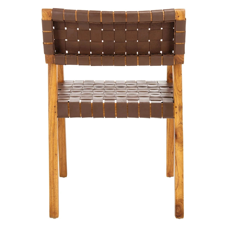 Chaise de salle à manger SAFAVIEH Gerda en cuir tressé - 56 cm (L) x 53 cm (l) x 81 cm (H) - 56 cm (L) x 53 cm (P) x 81 cm (H)