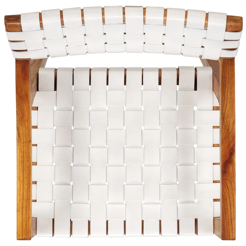 Chaise de salle à manger SAFAVIEH Gerda en cuir tressé - 56 cm (L) x 53 cm (l) x 81 cm (H) - 56 cm (L) x 53 cm (P) x 81 cm (H)