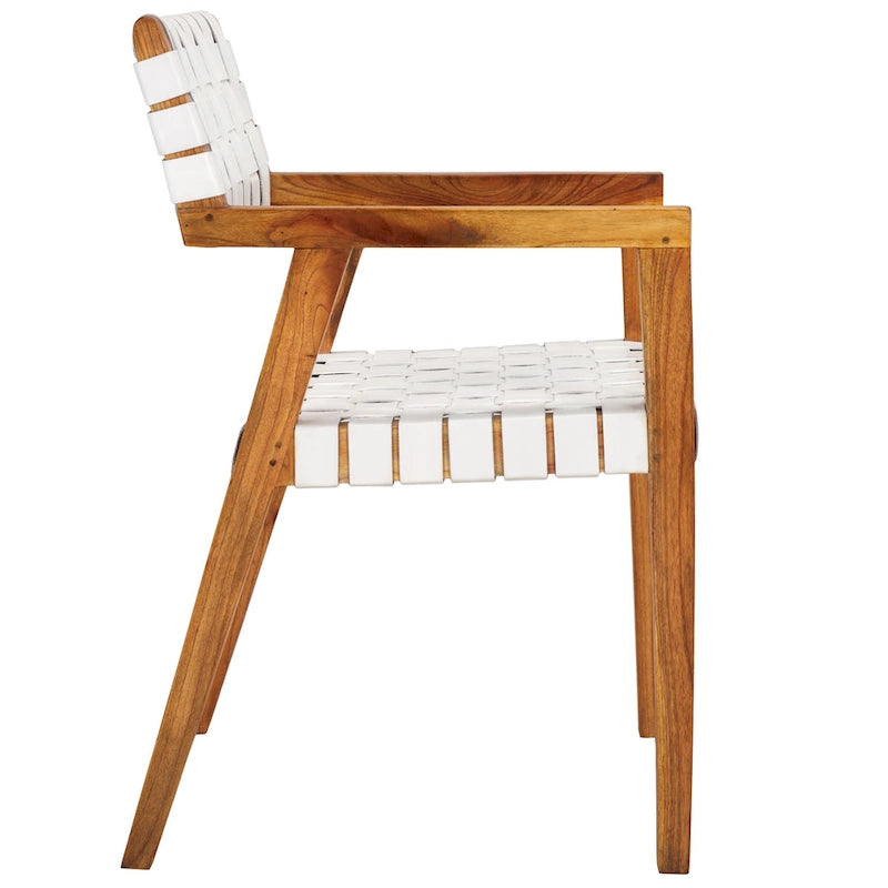 Chaise de salle à manger SAFAVIEH Gerda en cuir tressé - 56 cm (L) x 53 cm (l) x 81 cm (H) - 56 cm (L) x 53 cm (P) x 81 cm (H)