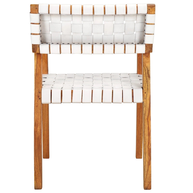 Chaise de salle à manger SAFAVIEH Gerda en cuir tressé - 56 cm (L) x 53 cm (l) x 81 cm (H) - 56 cm (L) x 53 cm (P) x 81 cm (H)