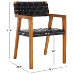 Chaise de salle à manger SAFAVIEH Gerda en cuir tressé - 56 cm (L) x 53 cm (l) x 81 cm (H) - 56 cm (L) x 53 cm (P) x 81 cm (H)