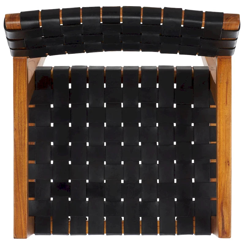 Chaise de salle à manger SAFAVIEH Gerda en cuir tressé - 56 cm (L) x 53 cm (l) x 81 cm (H) - 56 cm (L) x 53 cm (P) x 81 cm (H)