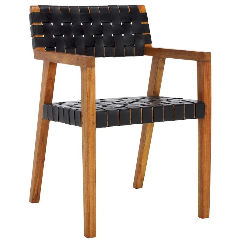 Chaise de salle à manger SAFAVIEH Gerda en cuir tressé - 56 cm (L) x 53 cm (l) x 81 cm (H) - 56 cm (L) x 53 cm (P) x 81 cm (H)