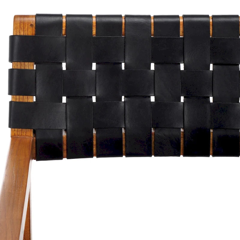 Chaise de salle à manger SAFAVIEH Gerda en cuir tressé - 56 cm (L) x 53 cm (l) x 81 cm (H) - 56 cm (L) x 53 cm (P) x 81 cm (H)