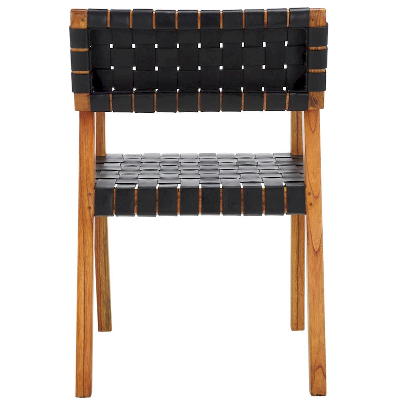 Chaise de salle à manger SAFAVIEH Gerda en cuir tressé - 56 cm (L) x 53 cm (l) x 81 cm (H) - 56 cm (L) x 53 cm (P) x 81 cm (H)