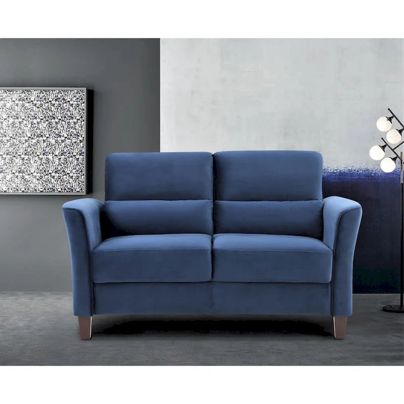 Ensemble de salon 2 pièces style moderne du milieu du siècle, canapé deux places et canapé trois places, capitonnés et à accoudoirs inclinés.