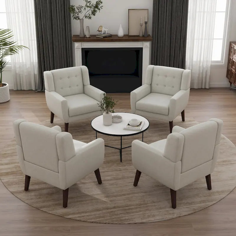 Ensemble de 4 fauteuils d'appoint en coton pour salon