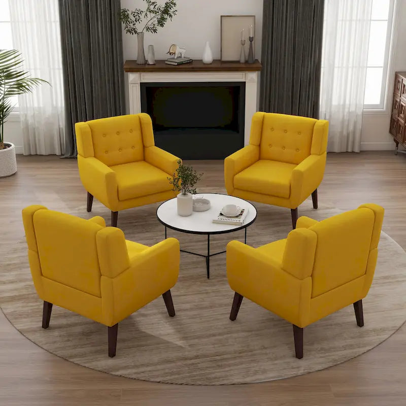 Ensemble de 4 fauteuils d'appoint en coton pour salon