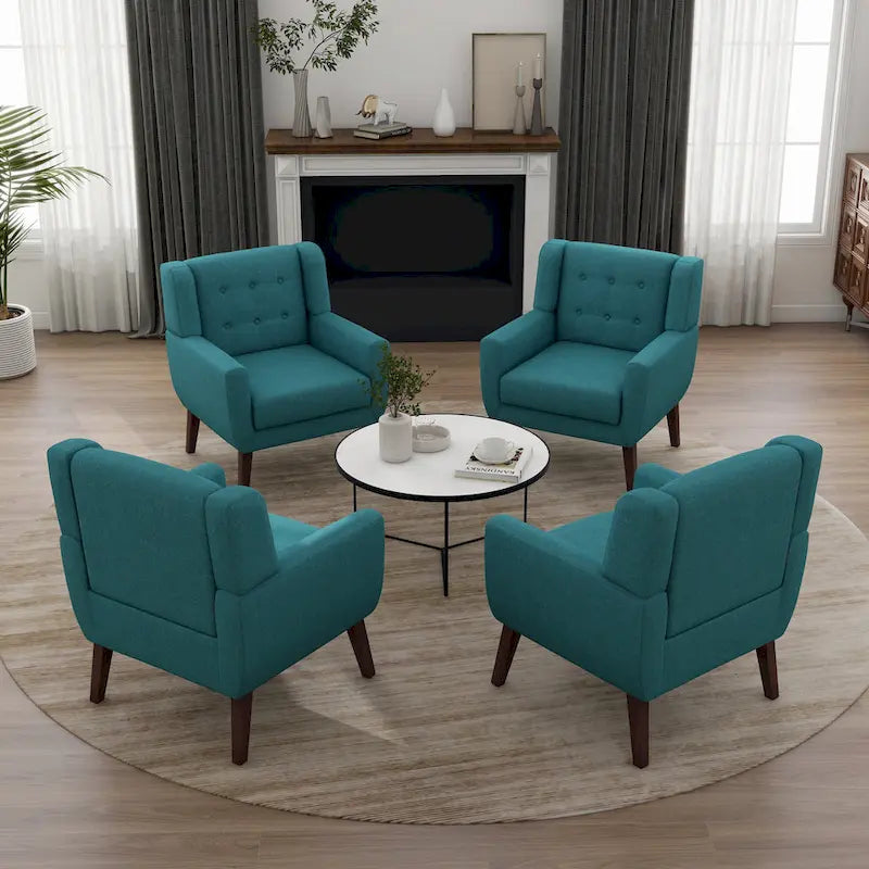 Ensemble de 4 fauteuils d'appoint en coton pour salon