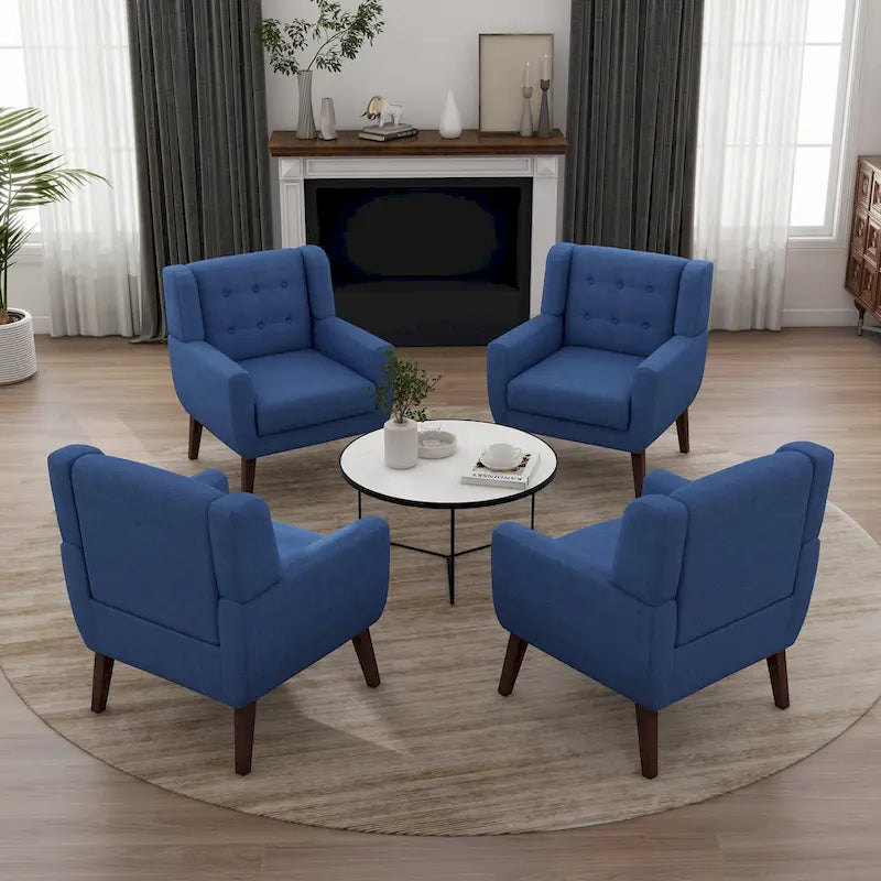 Ensemble de 4 fauteuils d'appoint en coton pour salon