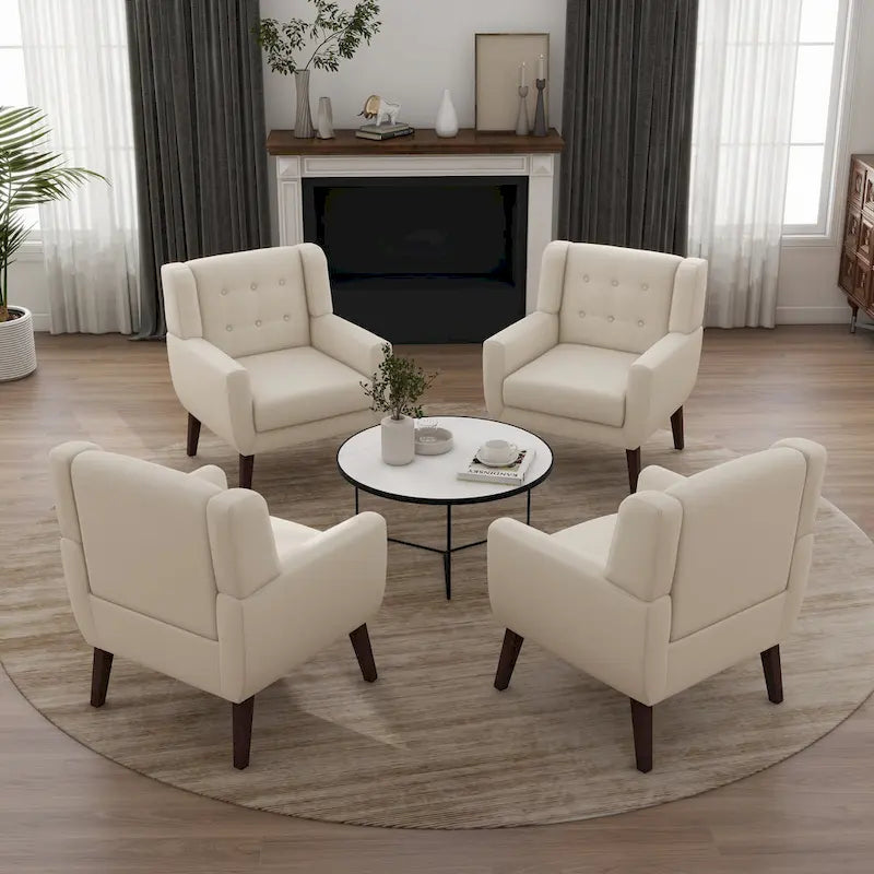 Ensemble de 4 fauteuils d'appoint en coton pour salon