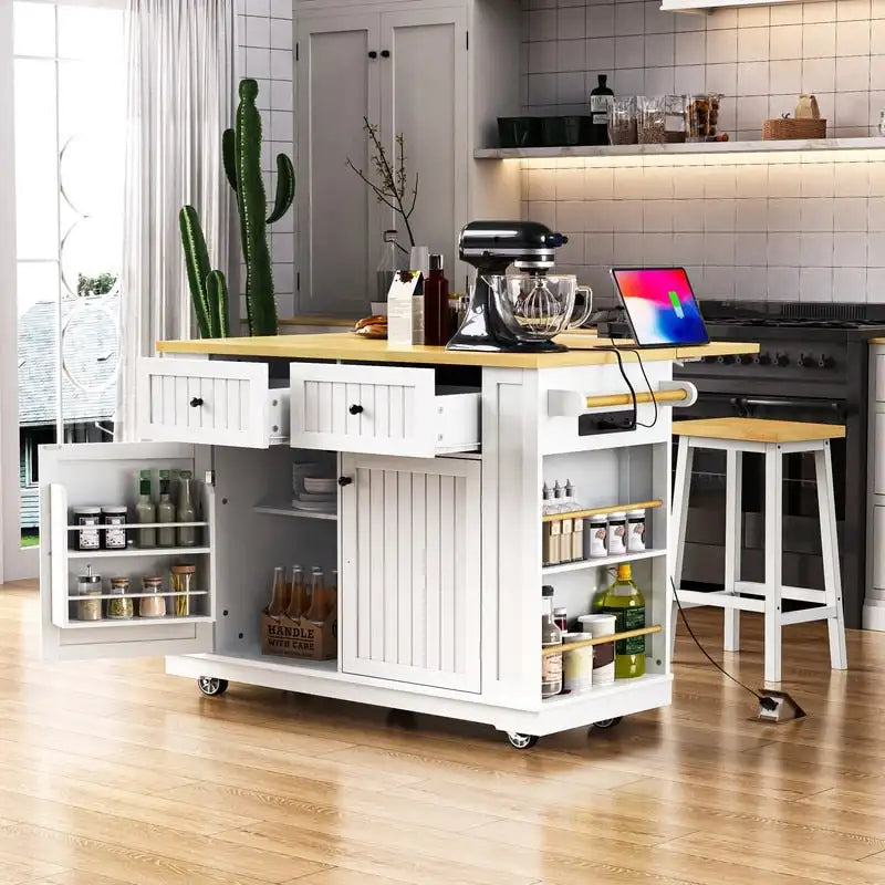 Îlot de cuisine Frost de 53 pouces avec plateau rabattable