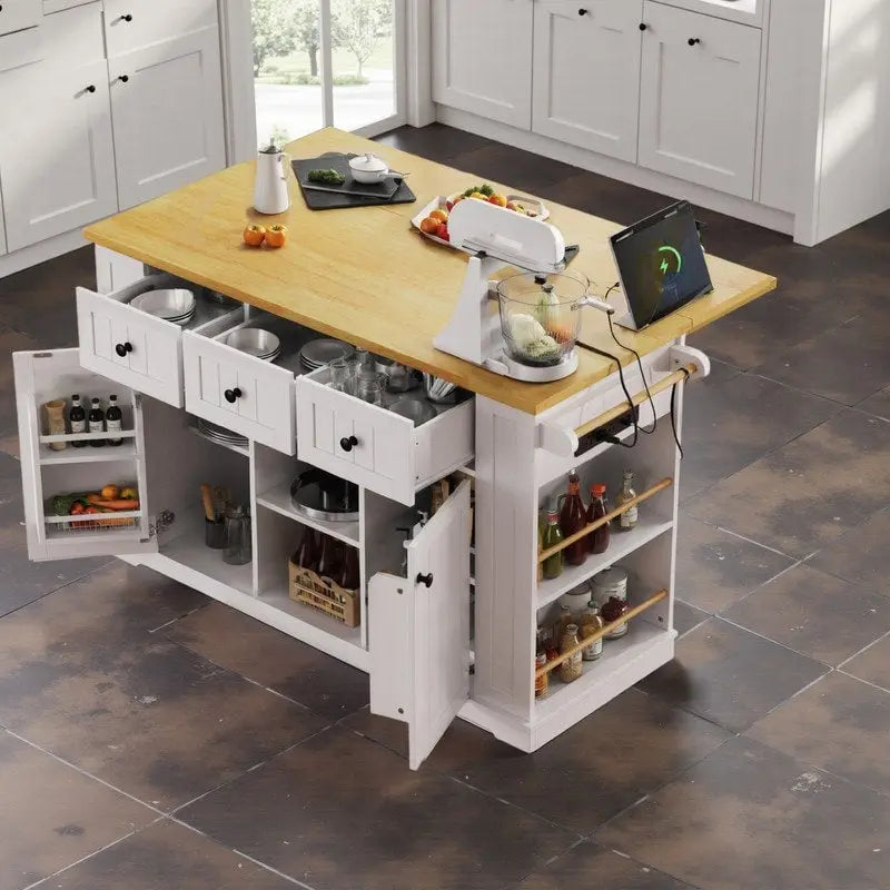 Îlot de cuisine Frost de 53 pouces avec plateau rabattable