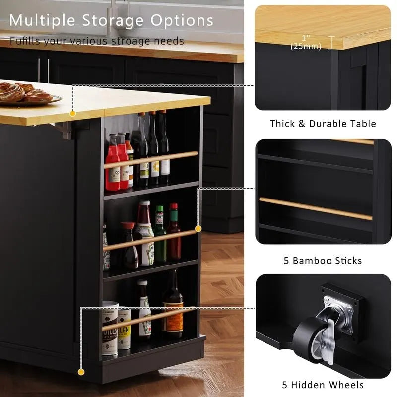 Îlot de cuisine Frost de 53 pouces avec plateau rabattable