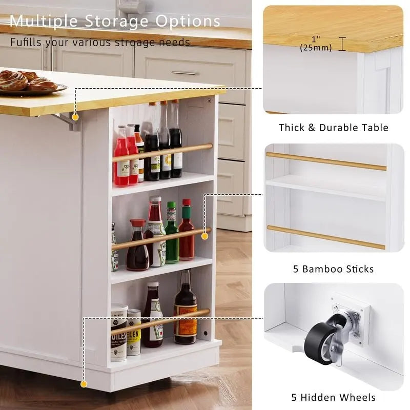Îlot de cuisine Frost de 53 pouces avec plateau rabattable