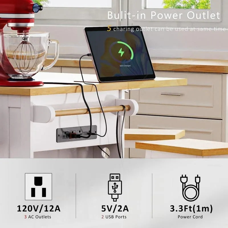 Îlot de cuisine Frost de 53 pouces avec plateau rabattable