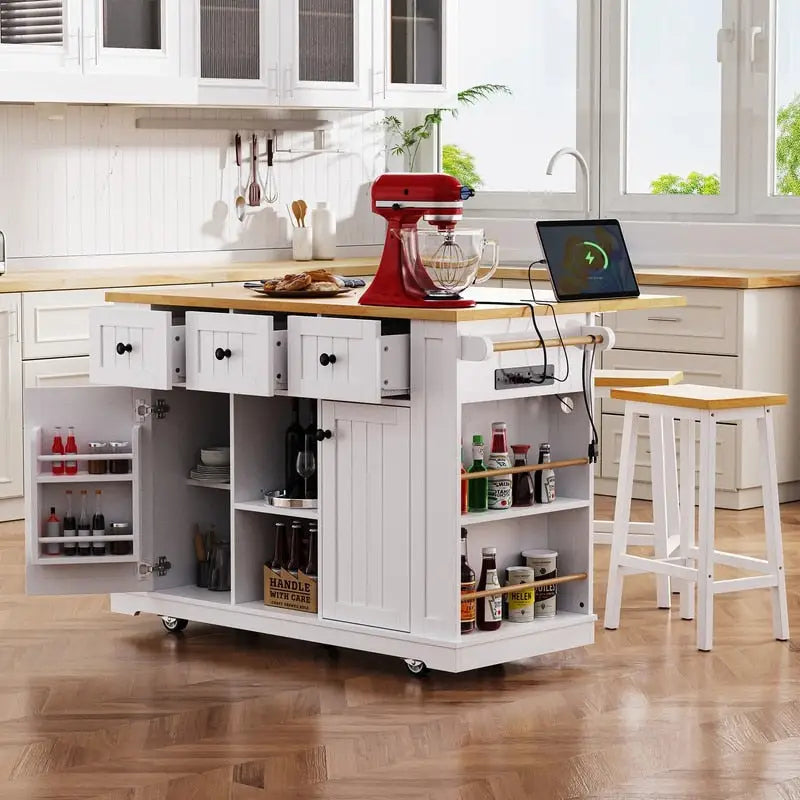 Îlot de cuisine Frost de 53 pouces avec plateau rabattable