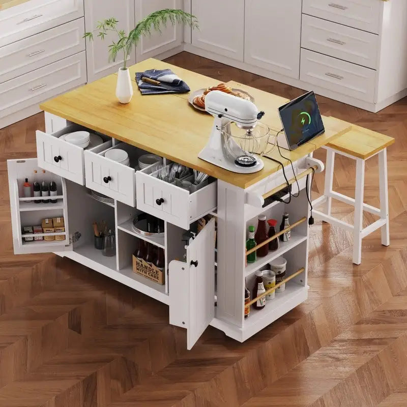 Îlot de cuisine Frost de 53 pouces avec plateau rabattable
