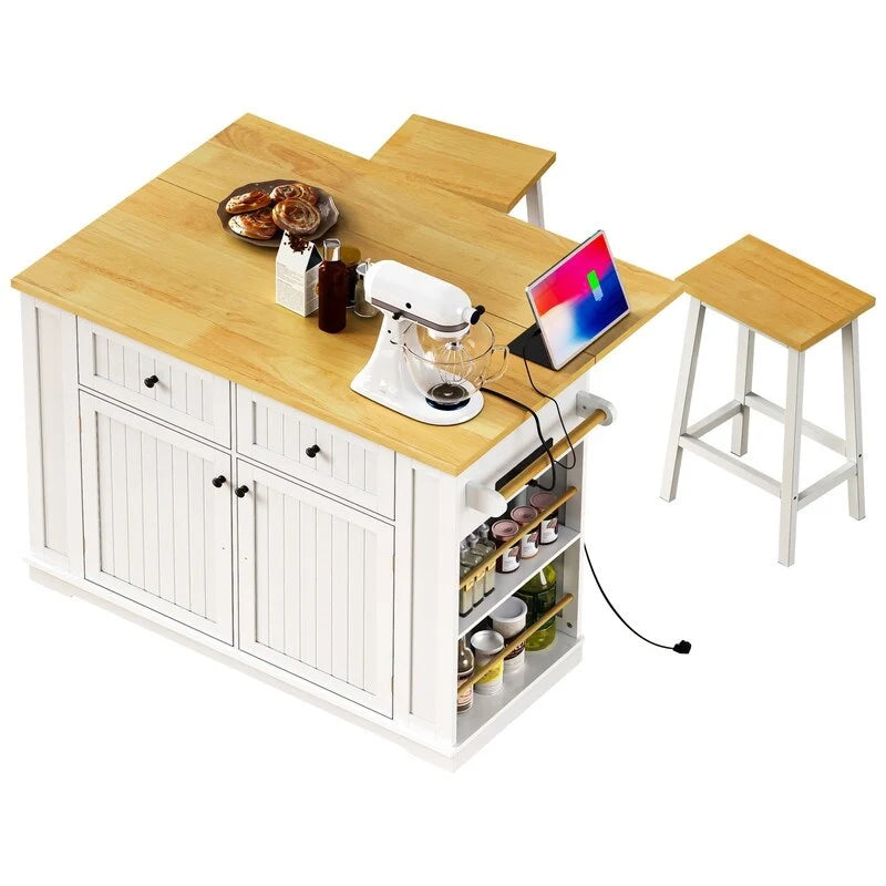 Îlot de cuisine Frost de 53 pouces avec plateau rabattable